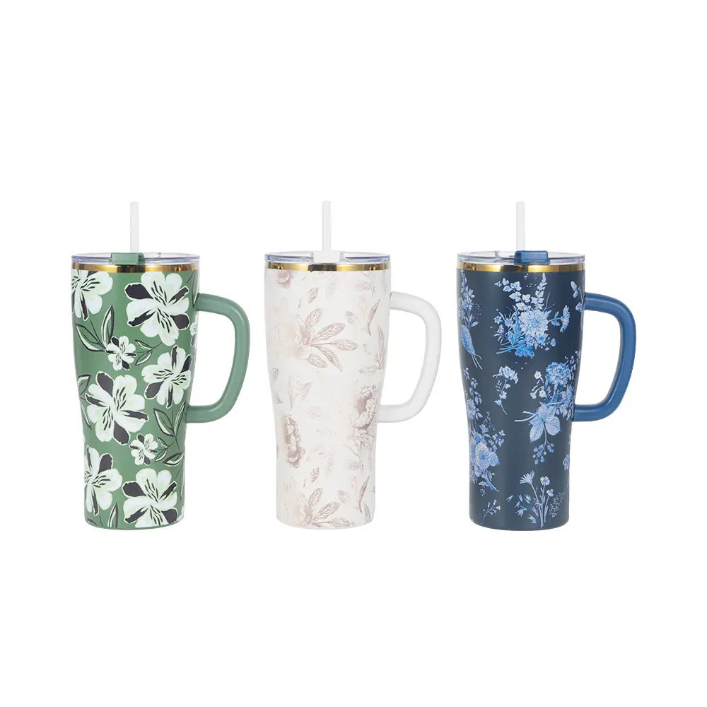 850ml Double-Wall Stainless Steel Tumbler With Straw