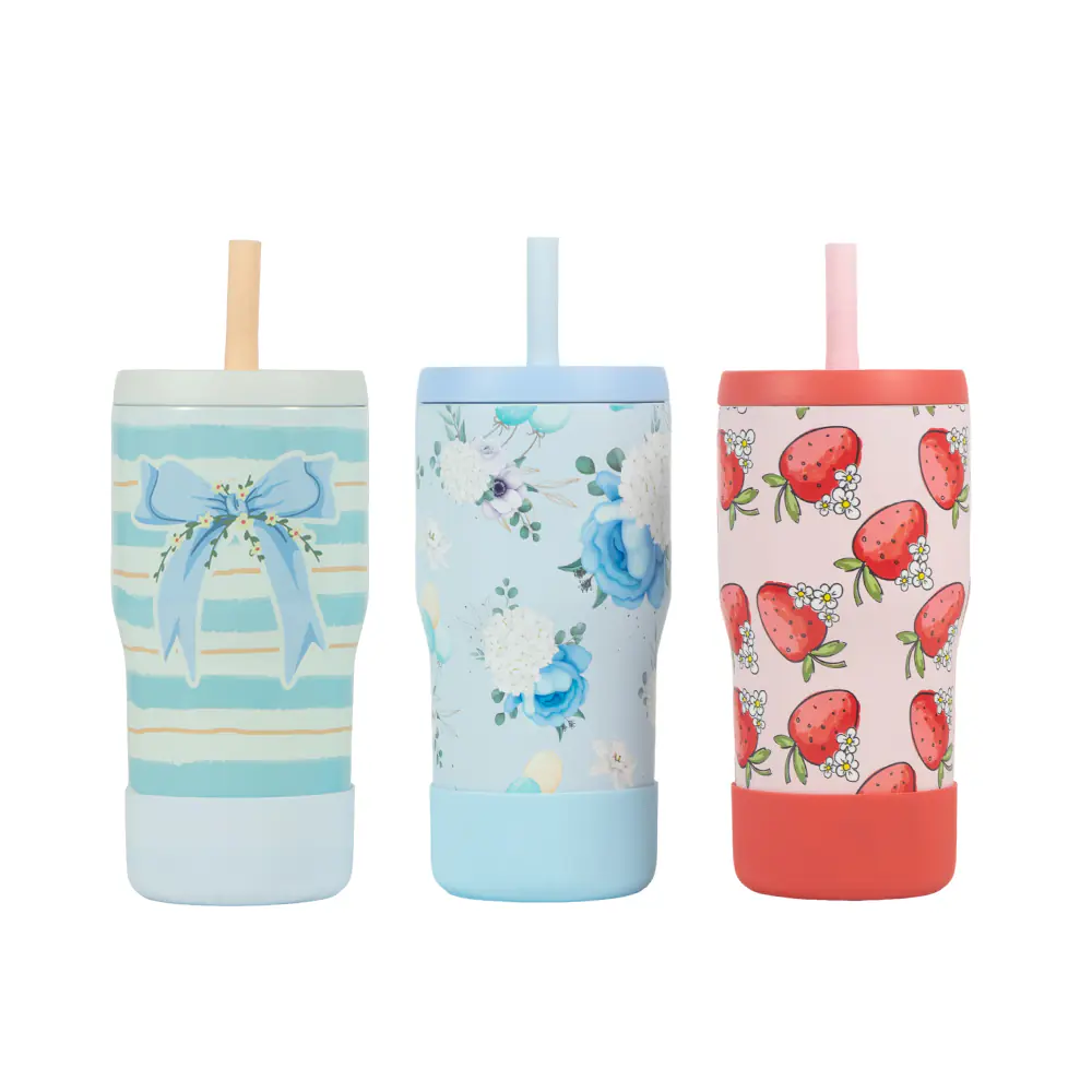 20oz Double walled stainless steel tumbler with silicone straw