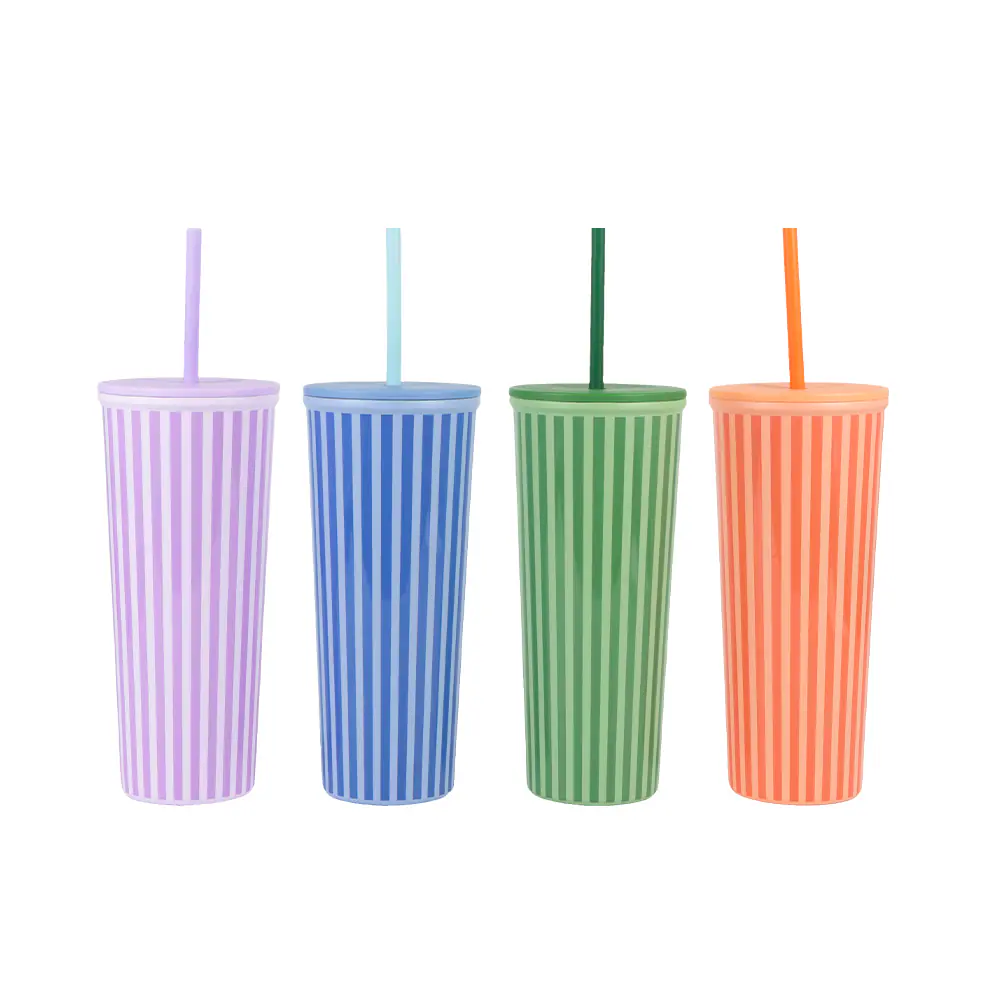 24oz Double walled stainless steel tumbler with matching straw